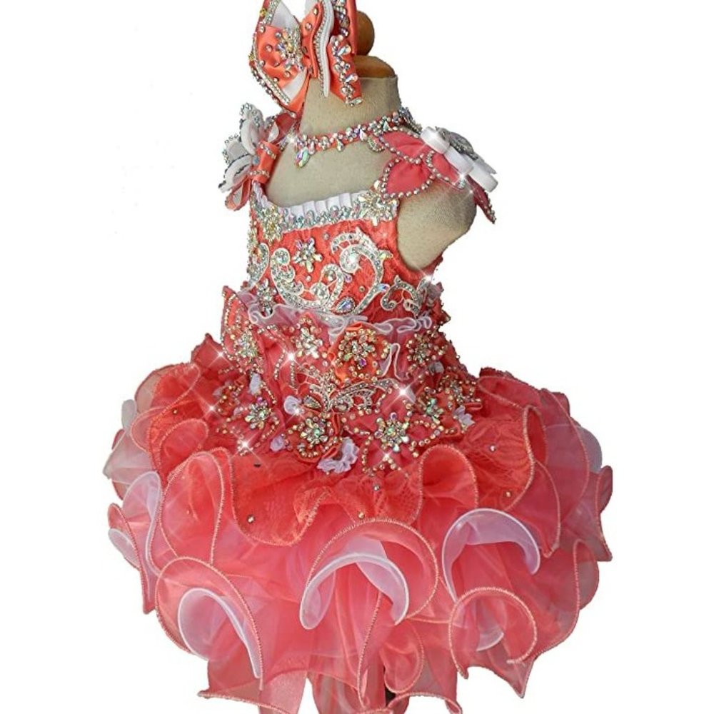 NEW Beautiful Sparkling Bling Rhinestone Baby Blue Flower Girl Pageant D… - Picture 7 of 16